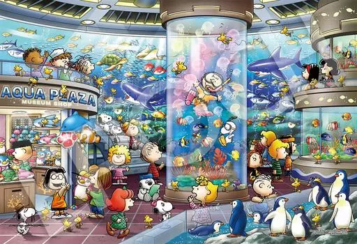Epoch 1053 Super Small Piece Jigsaw Puzzle PEANUTS Snoopy Aquarium x with glue and spatula with score ticket EPOCH (26 38cm) 32-610s