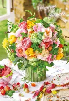 EPOCH 1053 Супермаленький пазл Happy Forever x с клеем и шпателем с очками EPOCH Flower/Garden (26 38см) 31-522