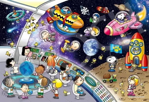 EPOCH 1053 Супермаленький пазл PEANUTS Snoopy Space Travel с клеем и шпателем с очками EPOCH (26x38см) 32-605с