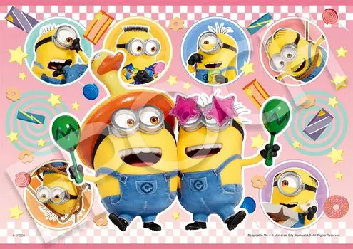 Epoch 108 Piece Jigsaw Puzzle Minions Minion Sweets Party (18.2 x 25.7cm) 02-223 with glue and spatula with score ticket EPOCH