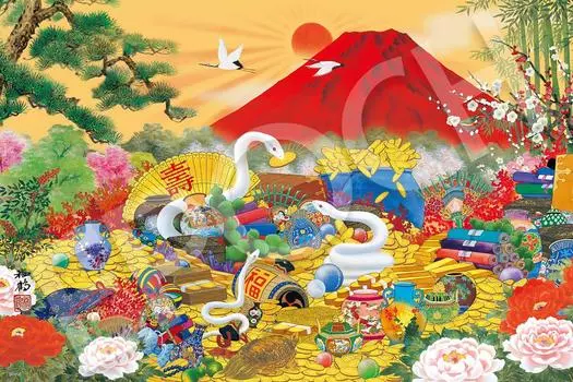 EPOCH 1500 Small Piece Jigsaw Puzzle Japanese Painting Lucky Painting Good Luck White Snake x with Spatula Score Ticket Included EPOCH