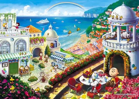 EPOCH 2000 Супер Маленький Пазл PEANUTS Snoopy Vacation x с клеем и шпателем с очками EPOCH (38 53см) 54-215с