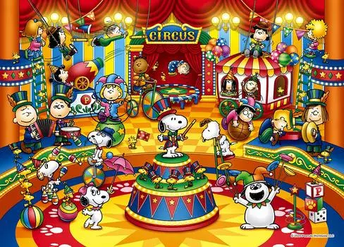 EPOCH 2000 Super Small Piece Jigsaw Puzzle PEANUTS Peanuts Circus x with glue and spatula with score ticket EPOCH (38 53cm) 54-214s