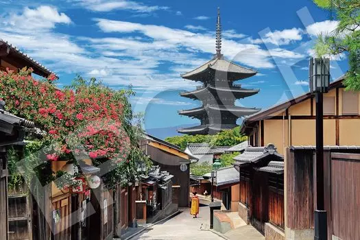 EPOCH 2016 Очень маленький пазл с изображением японского пейзажа, цветущего мирта, башни Ясака, Киото x В комплект входит клей, шпатель, билет на очки