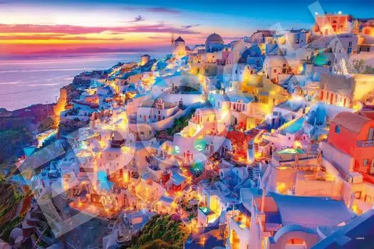 EPOCH 2016 Very Small Piece Jigsaw Puzzle Overseas Landscape Evening in Santorini Greece x with glue and spatula with score ticket EPOCH (50 75cm)