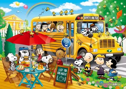 EPOCH 216 Small Piece Jigsaw Puzzle PEANUTS Clear Cut Snoopy School Bus Ride x With Transparent Seal and Score Ticket EPOCH (18.2 25.7cm) 55-509