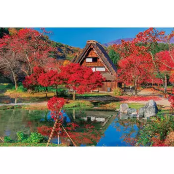 EPOCH 300 Piece Jigsaw Puzzle Japanese Landscape Shirakawago-Gifu in Autumn Colors (26 x 38cm) 25-193s with glue and spatula with score ticket include