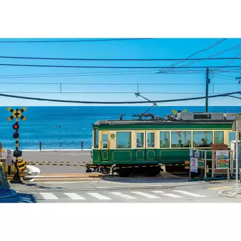 EPOCH 300 Piece Jigsaw Puzzle Japanese Scenery Enoden and Railway Crossing - Kanagawa (26 x 38cm) 26-340s with glue and spatula with score ticket EPOC