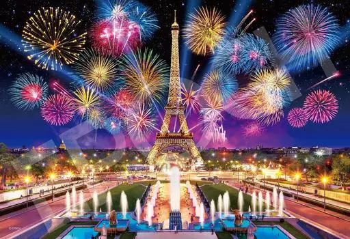 EPOCH 300 Piece Jigsaw Puzzle Overseas Scenery Eiffel Tower Festival - France (26 x 38cm) 28-830s with glue and spatula with score ticket EPOCH