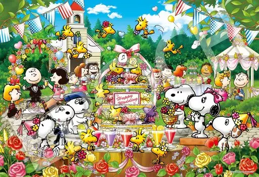EPOCH 300 piece jigsaw puzzle PEANUTS Woodstock Wedding with glue and spatula with score ticket EPOCH (26x38cm) 28-035s