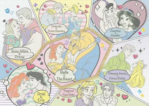 EPOCH 500 деталей пазла Disney Best Couples x с клеем и шпателем с декоративными деталями EPOCH (38 53см) 74-006
