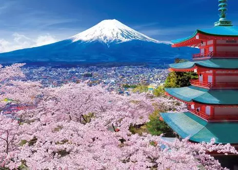 Epoch 500 Piece Jigsaw Puzzle Harukaze Fuji and Pagoda Yamanashi Five-storied - (38x53cm)