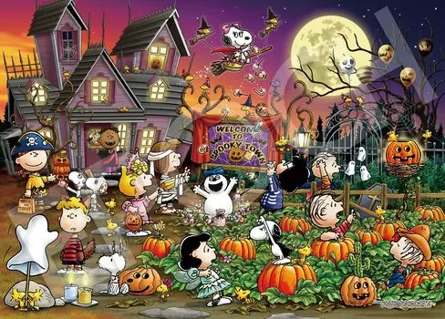 Epoch 500 Piece Jigsaw Puzzle PEANUTS Snoopy Halloween Night x with glue and spatula with score ticket EPOCH (38 53cm) 06-704s