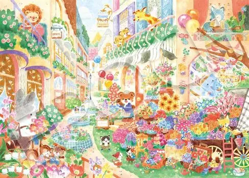 EPOCH 500 Piece Jigsaw Puzzle Waka Nakauchi Wonderful Flower Shop x With Spatula Score Ticket Included EPOCH Illustration/Art (38 53cm) 06-522s Glue,