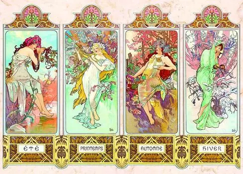 Epoch 54-017 Супер Маленький Элемент Пазла Иллюстрация/Искусство Мир Живопись Сезонный Поток (15,0 x 20,9 дюймов (38 х 53 см) с клеем и шпателем вкл.