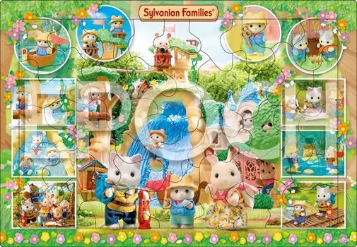 EPOCH [Apollo Picture Puzzle] Sylvanian Families Big Waterfall Puzzle (46 Pieces, Ages 5+, ST Mark Certified) Includes Cleaning Bag