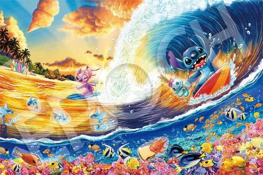 EPOCH Пазл из 1000 деталей Disney Stitch Decoration x с клеем и шпателем с наклейкой для декора EPOCH -Sunset Surfing- [Головоломка