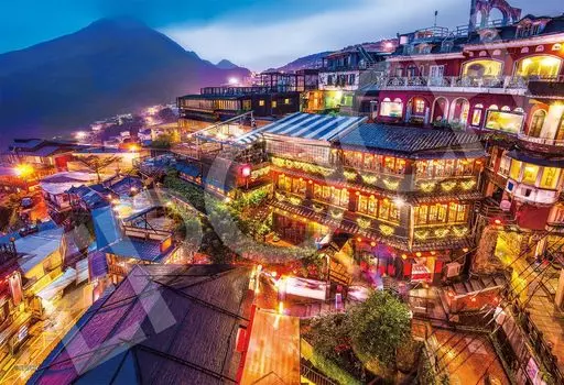 Epoch Пазл из 1053 деталей Enchanting Jiufen - Тайвань, супермаленький элемент (26x38см) 31-106 с клеем и шпателем с оценочным талоном EPOCH