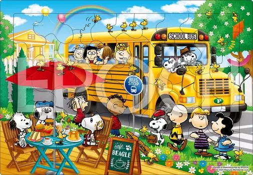 EPOCH Picture Snoopy School Bus 46 Pieces Puzzle with mount for children 5 years old and up Toy ST Mark certified [Apollo Puzzle] Peanuts/PEANUTS