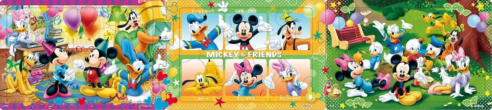 EPOCH Step Panoramic Mickey Friends Friends Piece Puzzle for Children ST Mark Certification Comes with a Cleaning Bag Ages 3 and Up Toy EPOCH