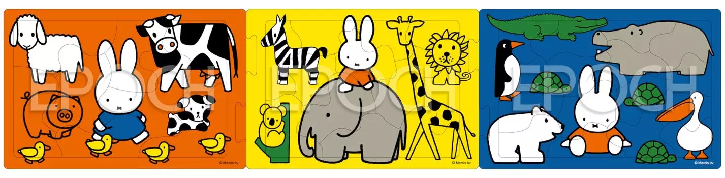 EPOCH Step Panoramic miffy Miffy Full of Animals Pieces Step up with 3 Puzzles Головоломка с креплением для детей от 3 лет и старше Игрушка ST Mark