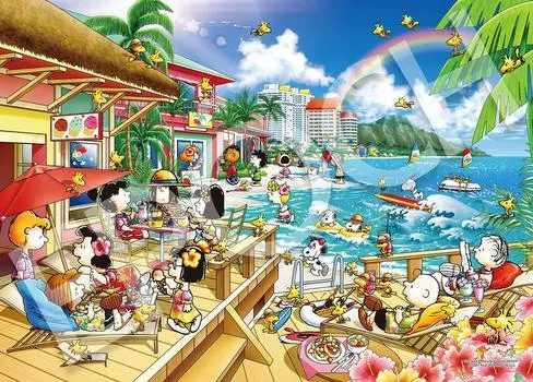 Epock 2000 Super Mall Piece Jig Saw Puzzle PEANUTS Peanut Beach Resort С клеем, шпателем и шпинатом Epoch (38 53см) 54-218С
