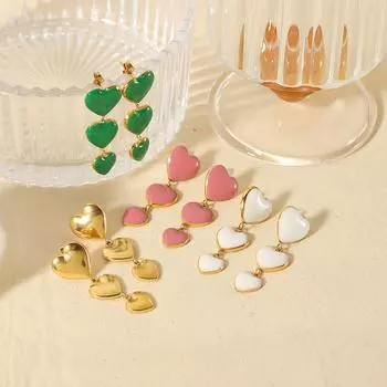 Epoxy love earrings 18K gold stainless steel earrings, personalized fashion and high-end earrings for women