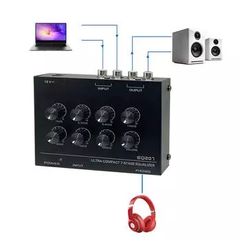 EQ207 7-полосный предусилитель. Прецизионный звуковой предусилитель с высокими, средними и низкими частотами для улучшения и точной настройки звука. EU