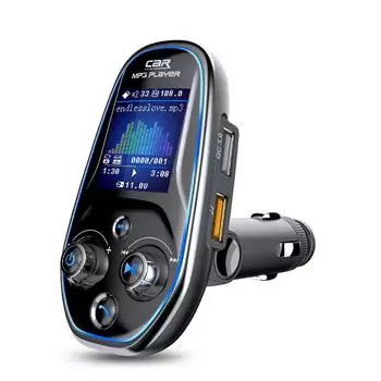 EQ FM-передатчик Bluetooth для автомобиля MP3 TF/U-плеер беспроводной комплект громкой связи с QC 3.0 + Type-c быстрая зарядка чёрный