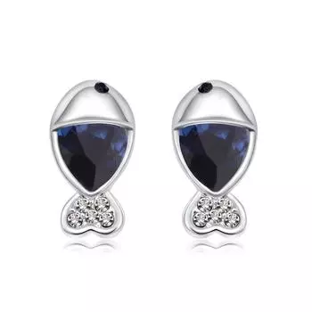 Er-00034 Ювелирные изделия из настоящего австрийского хрусталя с посеребренным покрытием, современные женские милые серьги-рыбы, 2022 Y2k, ювелирные изделия, подарок на день матери