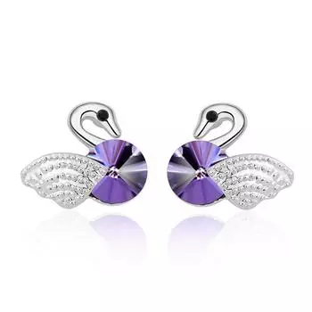 Er-00125 Ювелирные изделия из настоящего австрийского хрусталя, посеребренные современные женские серьги с милым лебедем, 2022 Y2k, ювелирные изделия, подарок на день матери