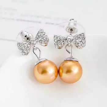 Er-00424 Роскошные ювелирные изделия со стразами, посеребренные, современные женские серьги с бантом и жемчугом, 2022 Y2k, ювелирные изделия, подарок на день матери