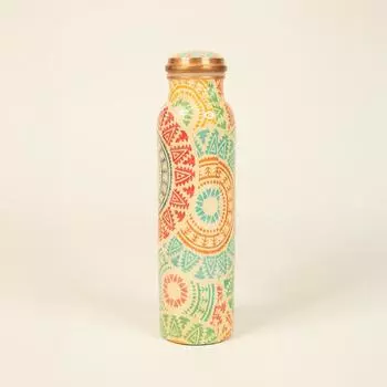 er Бутылка для воды | Бутылка для воды из 100% чистой меди (1 литр) | Антимикробная, Антиоксидантная и Не содержащая БФА Офисная бутылка