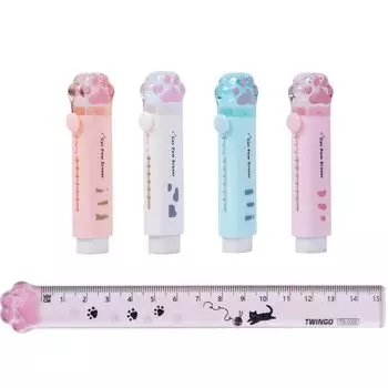 Eraser for Elementary School Pencil Set of 4 Colors Students, Erasable, Girls, Cute, Stretchable, Eraser, Stylish,