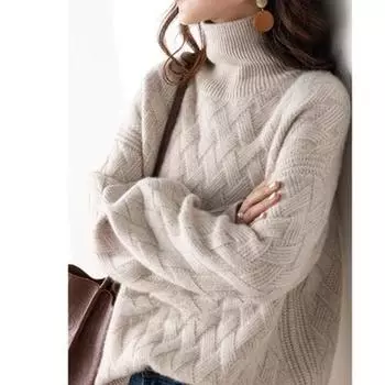 Erdos Cashmere Fall and Winter Korean Style Turtleneck Sweater Raw Velvet camel XXL Recommendation 140-77.50kg