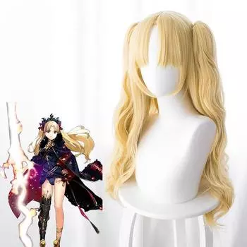 Ereshkigal Cosplay Wig Game Irkalla Ereshkigal Blonde Curly Ponytails Heat Resistant Synthetic Hair Halloween Wigs + Wig Cap One Size