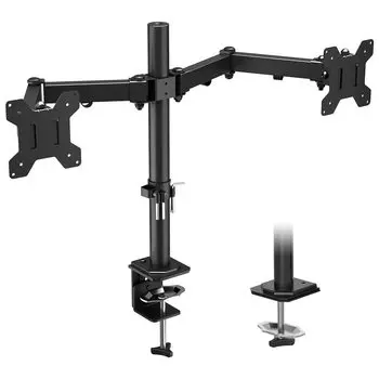 ERGOMAKER Двойной кронштейн для монитора, кронштейн для дисплея, 2-дюймовый монитор, двойной кронштейн для компьютера, регулировка, хранение кабеля, 13~27, многоугольный, VESA75x75 мм/100x100 мм