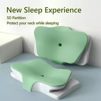 Эргономичная подушка Эргономичная подушка для кровати Подушка для шеи и шейного отдела Эргономичная подушка для поддержки шеи Мягкая дышащая подушка для шеи и головы зелёный