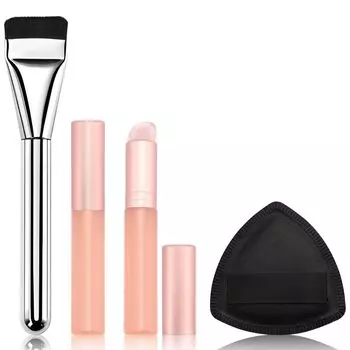 Erinde Sponge Puff Foundation Flat Silicone Lip Cosmetic Tool Set of For Wet and Dry Makeup Foundation Premium Fiber Makeup Cheek Soft Lipstick Brush