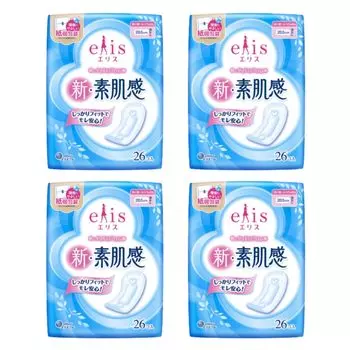 Eris Wingless New Bare Skin Feel 104 листа х 4 гигиенические прокладки с крыльями для 20,5 см (26 шт. в упаковке) (Нет дневного времени)