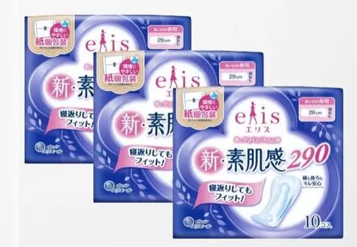 Eris Wingless Night Use New Bare Skin Feel 29cm 30 Sheets Sheets x 3 (10 Packs) (Night Featherless)