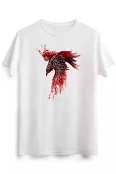 Erkek Beyaz Viking Raven Crow Norse Style Nordic Mythology T-shirt