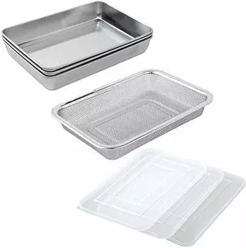 Ernest A-76437 Stainless Steel Frying Pan, 7 Pieces (3 Bats, 1 Colander, 3 Lids), Made in Japan