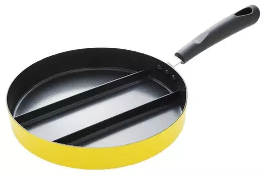 Ernest Frying Pan (Center Egg Triple Pan) IH Compatible, Can Make 3 Types of Side Dishes at the Same Time, Tamagoyaki and Soup (Save Time Cooking),