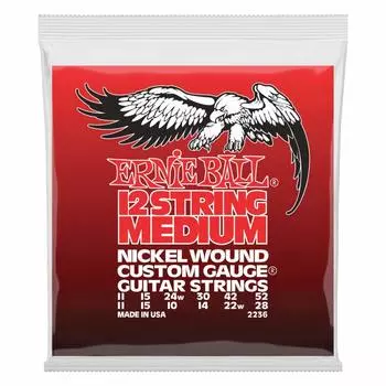 ERNIE BALL 2236 Струны для электрогитары 12 струн NICKEL WOUND MEDIUM Никелированная обмотка средняя [Подлинный продукт] (11-52) 12-СТРУННАЯ