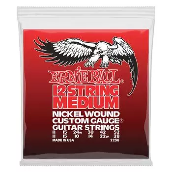 ERNIE BALL 2236 Струны для электрогитары 12 струн NICKEL WOUND MEDIUM Никелированная обмотка средняя [Подлинный продукт] (11-52) 12-СТРУННАЯ