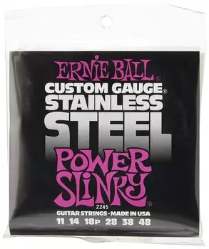 ERNIE BALL 2245 Electric Guitar Strings STAINLESS POWER SLINKY Stainless Steel Power Slinky [Genuine] (11-48)