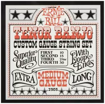 ERNIE BALL 2303 Banjo Strings STAINLESS STEEL TENOR BANJO MEDIUM LOOP END [Genuine Product] (10-30)