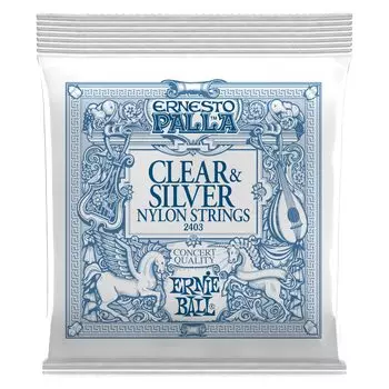 ERNIE BALL 2403 Classical Guitar Strings ERNESTO PALLA CLEAR SILVER NYLON CLASSICAL GUITAR STRINGS [Genuine] (28-42) &
