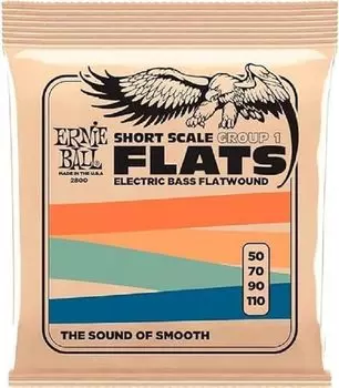 ERNIE BALL 2800 басовые струны FLATWOUND GROUP I SHORT SCALE BASS плоская обмотка группа 1 короткая шкала бас [оригинальный продукт] (50-110)